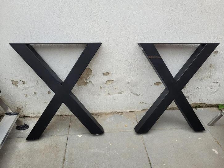 Tafelonderstel/Tafelpoten X poot metaal eettafel/bureau, Huis en Inrichting, Tafelonderdelen, Gebruikt, Tafelpoot, 50 tot 100 cm
