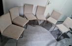 6 Eetkamerstoelen Taupe/Beige - Nieuw Bekleed, Huis en Inrichting, Stoelen, Ophalen, Overige kleuren, Zo goed als nieuw, Metaal
