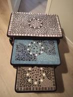 Eigen gemaakt mozaïek tafeltjes, Huis en Inrichting, Tafels | Sidetables, Ophalen, Glas, Nieuw, Minder dan 50 cm