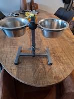 Dubbele honden voer- drinkbak op standaard, Ophalen of Verzenden, Verstelbaar, Gebruikt