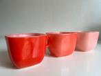 3 Vintage ARCOPAL France Soepkop Opaline 3 tinten Roze 70’s, Ophalen of Verzenden, Zo goed als nieuw, Glas, Kom(men)