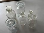 7 glazen apotheek flesjes, Ophalen of Verzenden