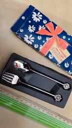 Verzilverd Lepeltje & Vorkje Margriet in Doos, Antiek en Kunst, Ophalen of Verzenden