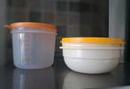 Twee bakjes Tupperware met oranje deksel, Huis en Inrichting, Keuken | Tupperware, Ophalen of Verzenden, Zo goed als nieuw, Oranje