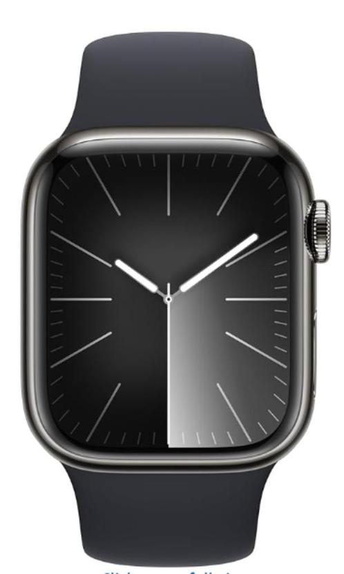 Apple Watch Series 9 4G 45mm Grafiet Rvs Sportband, Sieraden, Tassen en Uiterlijk, Smartwatches, Zo goed als nieuw, iOS, Zwart