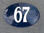 Emaille Huisnummer 67 - Blauw/Wit Ovaal, Ophalen of Verzenden