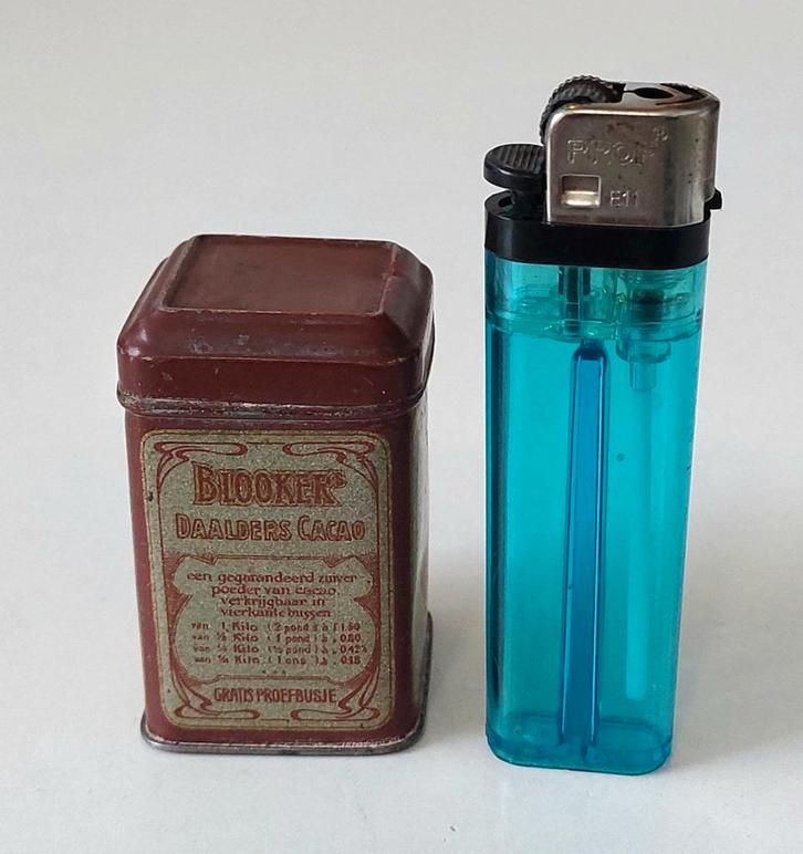 Antiek Monsterblikje Blooker's Daalders Cacao Reclame Blik, Verzamelen, Blikken, Gebruikt, Overige, Verzenden