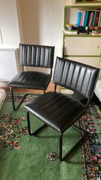 Drie leren stoelen, eetkamerstoelen met metalen frame, Ophalen, Gebruikt, Overige kleuren, Drie