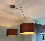 Hanglamp RVS&bruin, Huis en Inrichting, Lampen | Hanglampen, Ophalen, Zo goed als nieuw, Stof, 75 cm of meer
