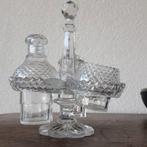 Antiek kristallen olie, azijn, mosterd stelletje., Antiek en Kunst, Antiek | Glas en Kristal, Ophalen