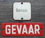 Om1930-1950 Deurpost Emaille Bordje Bord "GEVAAR" Trein Tram, Antiek en Kunst, Antiek | Emaille, Ophalen of Verzenden