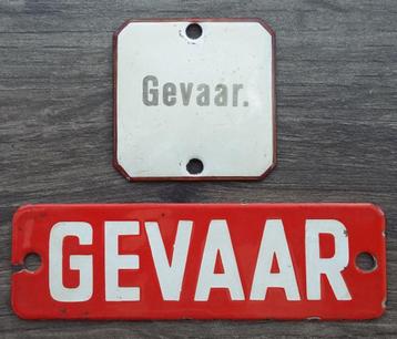 Om1930-1950 Deurpost Emaille Bordje Bord "GEVAAR" Trein Tram beschikbaar voor biedingen