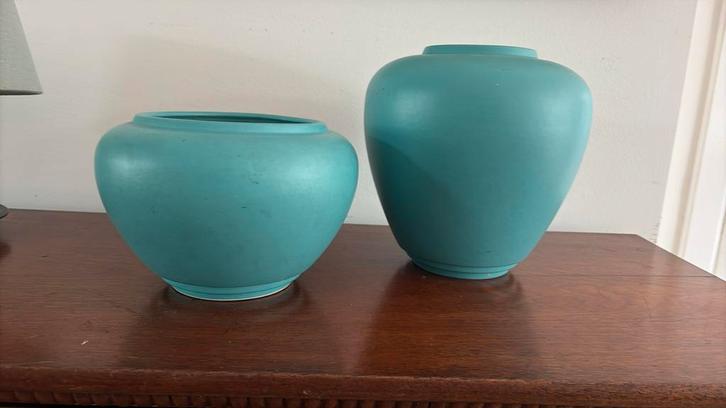Bloempot en vaas (ADCO ?) Art Deco, Tuin en Terras, Bloempotten, Gebruikt, Aardewerk, Binnen, Minder dan 40 cm, Minder dan 25 cm
