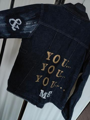 Spijkerjas xl stoer casual boho Ibiza met tekst jeans denim  beschikbaar voor biedingen