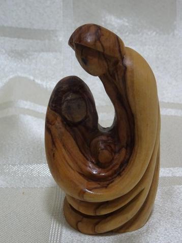 Miniatuur houten kerststal hout Maria Joze en kindje Jezus  beschikbaar voor biedingen