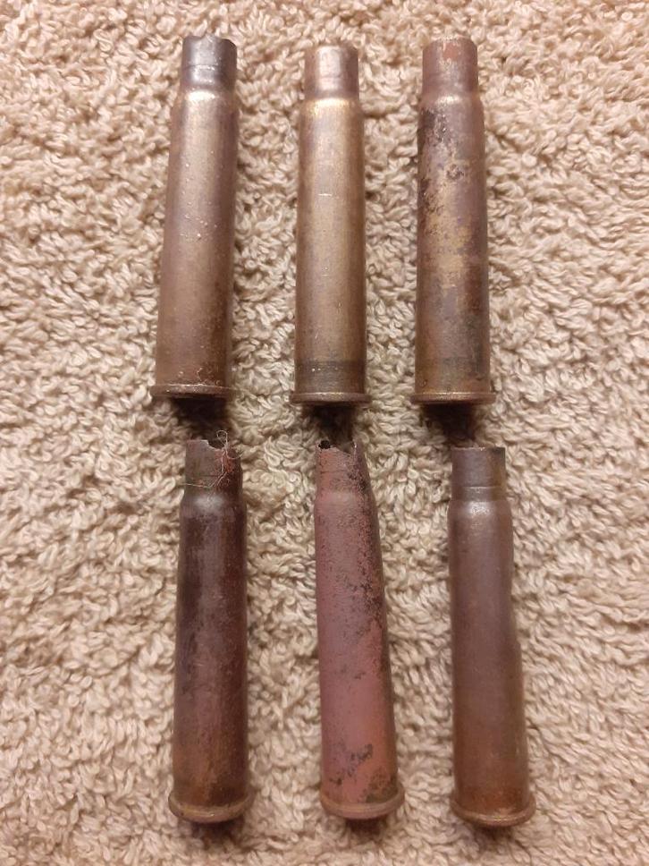 6 hulzen 303 Brits Bren WO2 BOVO  (ONKLAAR) ., Verzamelen, Militaria | Tweede Wereldoorlog, Landmacht, Hulzen of Bodemvondsten