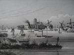 staalgravure zicht op Dordrecht vanuit Stenenkamer J. Poppel, Antiek en Kunst, Verzenden