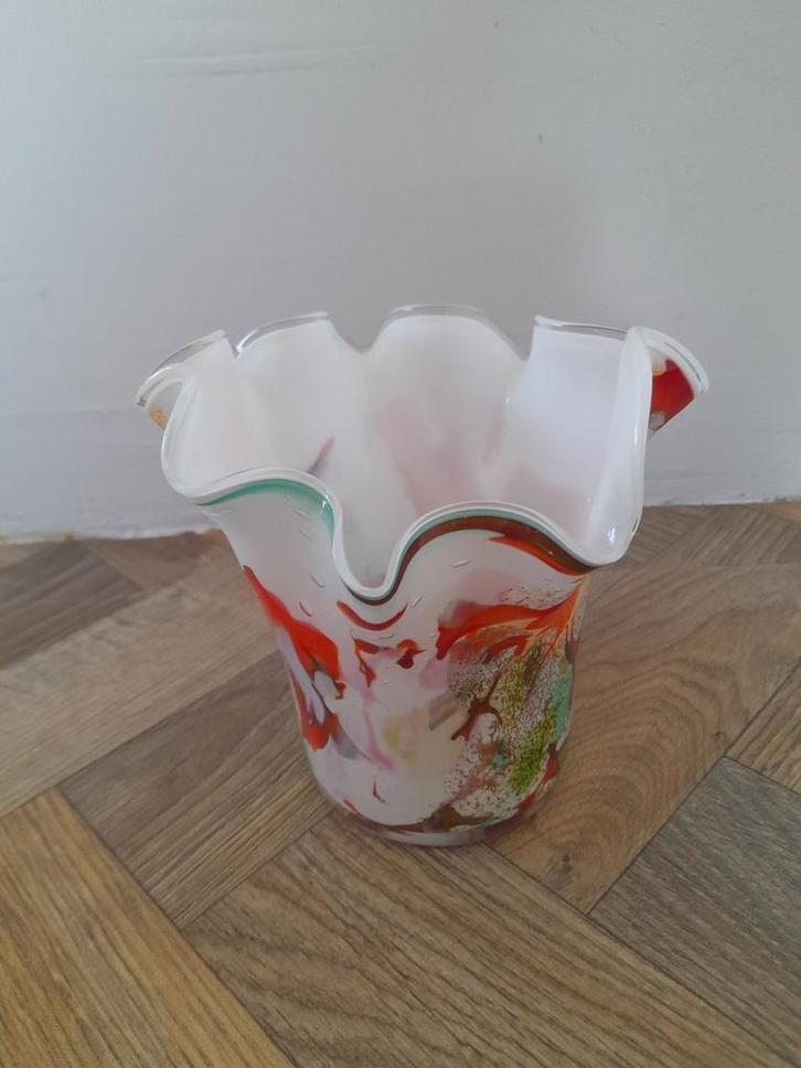 Fidrio mixed colours wave vaasje, Huis en Inrichting, Woonaccessoires | Vazen, Zo goed als nieuw, Overige kleuren, Minder dan 50 cm