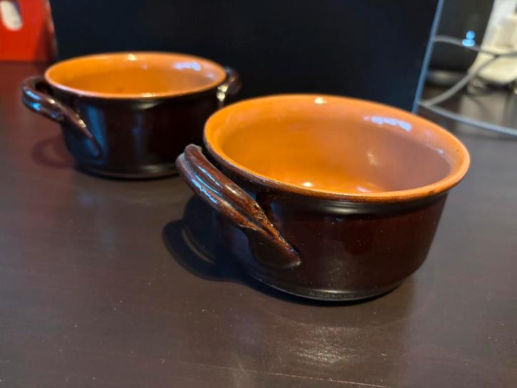 Bruine aardenwerk schaaltjes, Antiek en Kunst, Antiek | Keramiek en Aardewerk, Ophalen of Verzenden