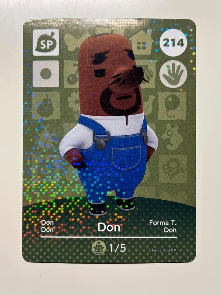 Nintendo Animal Crossing Cards - Series 3 - card 214 Don, Spelcomputers en Games, Games | Nintendo Switch, Zo goed als nieuw, Avontuur en Actie