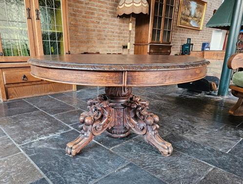 Antieke Ovale Salontafel met Vossenkoppen, Antiek en Kunst, Antiek | Meubels | Tafels, Ophalen