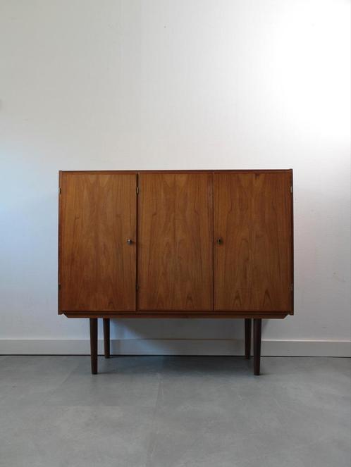 Vintage Deens highboard in teak door S.T.M. Møbler, Huis en Inrichting, Kasten | Wandmeubels, Zo goed als nieuw, 100 tot 150 cm
