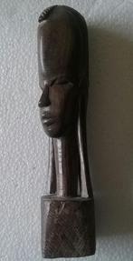 Afrikaans houtsnijwerk meisjes- of vrouwenhoofd 18 cm hoog, Antiek en Kunst, Kunst | Beelden en Houtsnijwerken, Ophalen of Verzenden