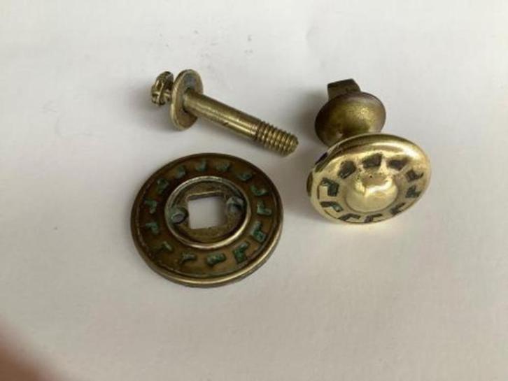 ronde deurknop kruk voordeurknop met voet rozet messing, Huis en Inrichting, Woonaccessoires | Overige, Gebruikt, Ophalen