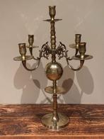 Grote vintage messing kandelaar, vijfarmig, Ophalen of Verzenden, Koper of Brons