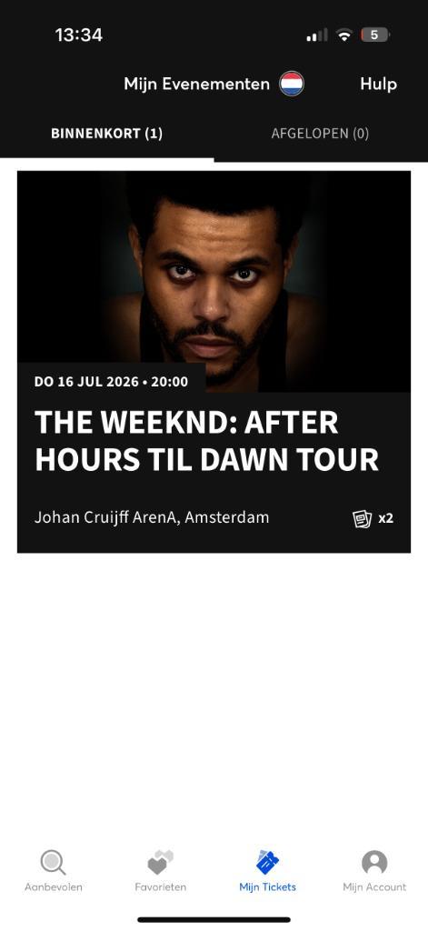 The weeknd concert 2 zitplaatsen naast elkaar 16 juli 2026, Tickets en Kaartjes, Concerten | Pop, Twee personen, Juli