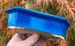 Bonsai schaal blauw geglazuurd aardewerk 18,3x11,3x4,9, Ophalen of Verzenden, Zo goed als nieuw, Aardewerk, Rechthoekig