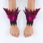 Roze veren dames handschoenen victoriaanse burlesque punk, Verzenden, Nieuw, Handschoenen
