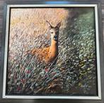 Schilderij ree in tarwe, Antiek en Kunst, Ophalen of Verzenden