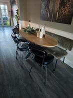 Ovaal eiken eettafel 180x80 met verjongde rand & stalen poot, Ophalen, 100 tot 150 cm, 200 cm of meer, Zo goed als nieuw