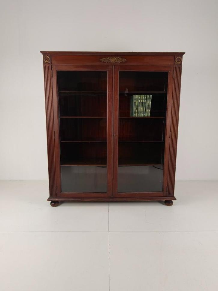 Mahonie Boekenkast / Vitrinekast – Antiek Glas, Antiek en Kunst, Antiek | Meubels | Kasten, Ophalen