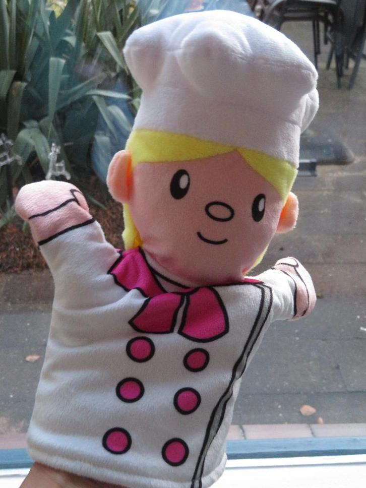 Handpop KOK Bakker van AH Albert Heijn, Kinderen en Baby's, Speelgoed | Knuffels en Pluche, Zo goed als nieuw, Overige typen, Ophalen of Verzenden