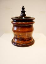 Antieke houten tabakspot, opbergpot, Ophalen of Verzenden