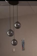 Art Deco Hanglamp Zwart Smoke Glas 3-Lichts, Huis en Inrichting, Lampen | Hanglampen, Ophalen of Verzenden, Zo goed als nieuw