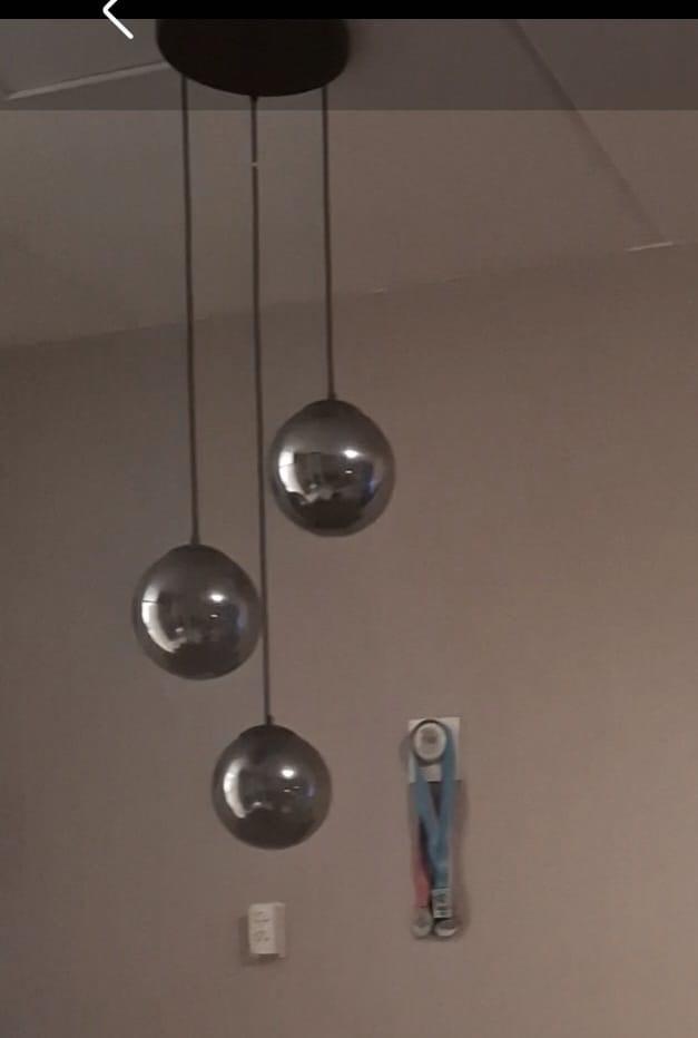 Art Deco Hanglamp Zwart Smoke Glas 3-Lichts, Huis en Inrichting, Lampen | Hanglampen, Zo goed als nieuw, 50 tot 75 cm, Glas, Ophalen of Verzenden