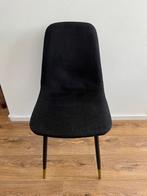 4 zwarte met goude stoffen eetkamerstoelen, Ophalen, Gebruikt, Zwart, Metaal
