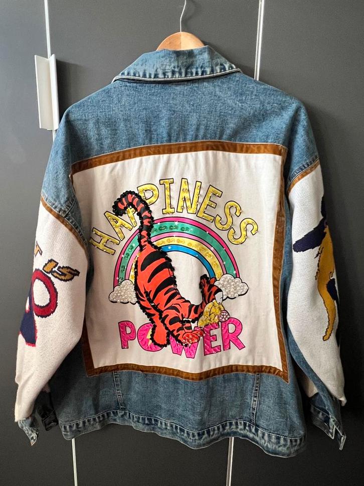 Jacket Jeans Happiness Power - ONESIZE, Kleding | Dames, Jassen | Zomer, Zo goed als nieuw, Maat 38/40 (M), Blauw, Ophalen of Verzenden