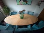 Ovale eiken visgraat tafel met spinpoot 240x110cm, Ophalen, 100 tot 150 cm, Eikenhout, 200 cm of meer