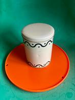 Vintage blik beige zwart dots en squiggle HEMA, Verzamelen, Blikken, Ophalen of Verzenden, Zo goed als nieuw, Overige