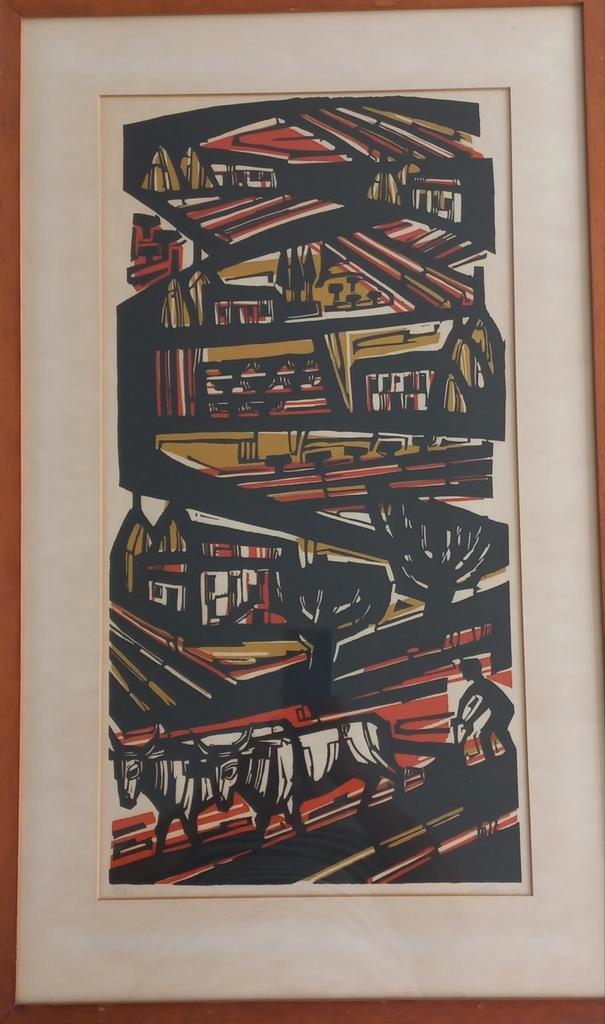 Akke Sins Lithographie Ploegende boer, Antiek en Kunst, Kunst | Litho's en Zeefdrukken, Ophalen of Verzenden