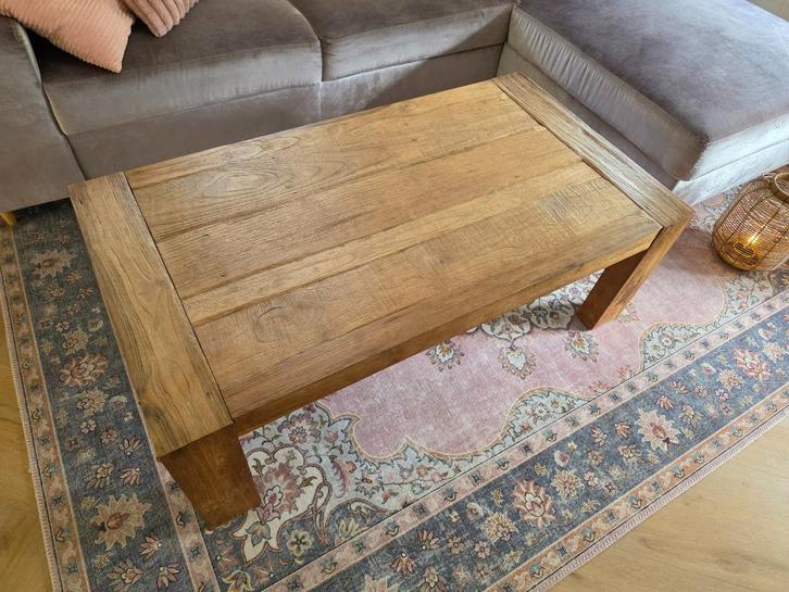 SALONTAFEL van teakhout, zéér stoer meubel, Huis en Inrichting, Tafels | Salontafels, Zo goed als nieuw, Minder dan 50 cm, 50 tot 100 cm