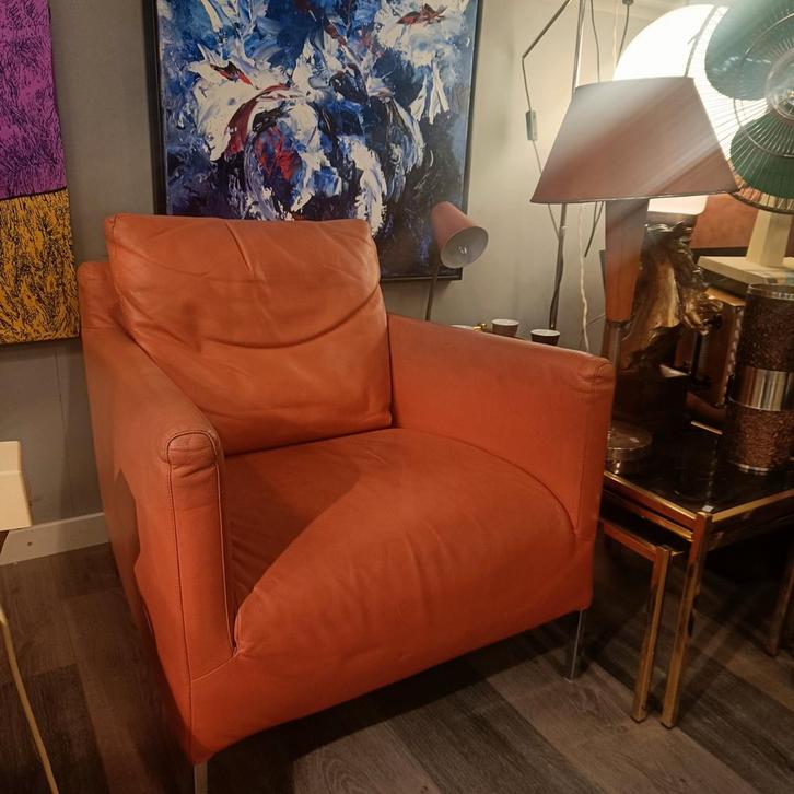 B&B Italia Solo Fauteuil - Antonio Citterio Design, Huis en Inrichting, Fauteuils, Gebruikt, Leer, Metaal, 75 tot 100 cm, Ophalen