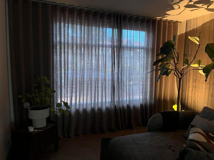 Linnen Gordijnen Kendix Allure, Huis en Inrichting, Stoffering | Gordijnen en Lamellen, Zo goed als nieuw, 200 cm of meer, Bruin