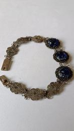 Oude/antieke zilveren armband met blauwe steentjes, Sieraden, Tassen en Uiterlijk, Antieke sieraden, Verzenden, Zilver, Armband