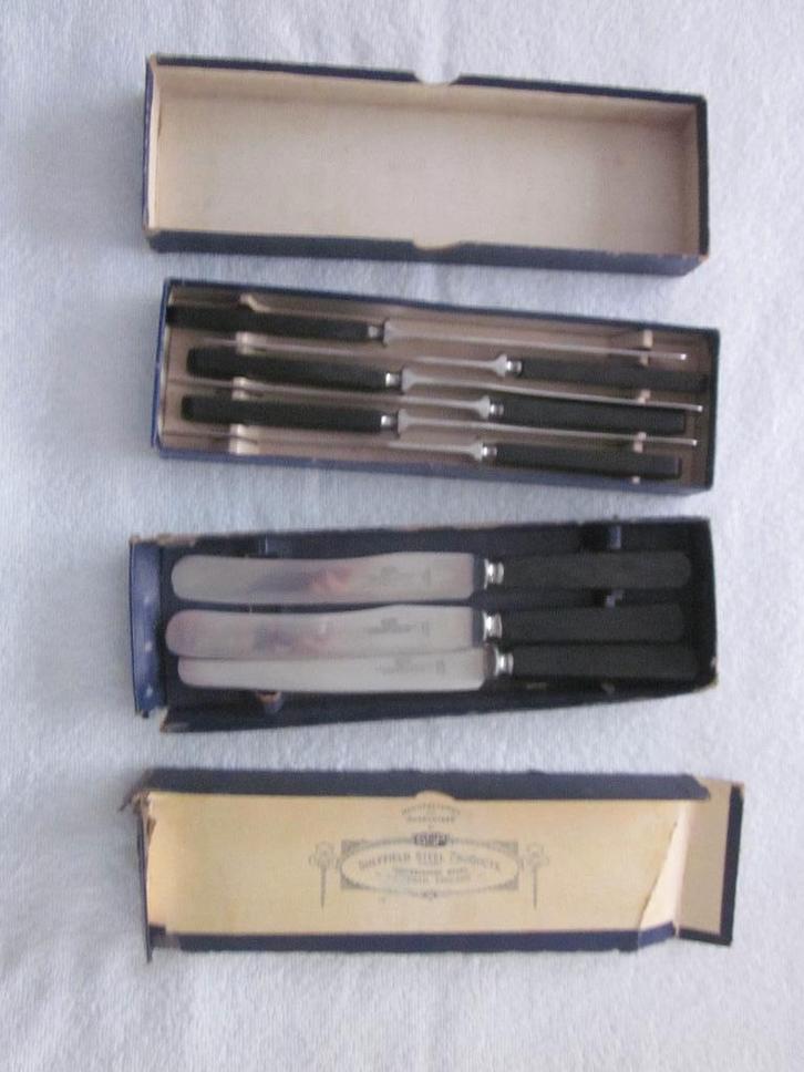 9 Messen SSP Sheffield Steel Products ebbenhout heft., Antiek en Kunst, Antiek | Bestek, Ophalen of Verzenden