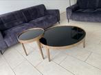Salontafel zwart glas 2-delig, Huis en Inrichting, Tafels | Salontafels, Rond, Minder dan 50 cm, 50 tot 100 cm, Ophalen of Verzenden